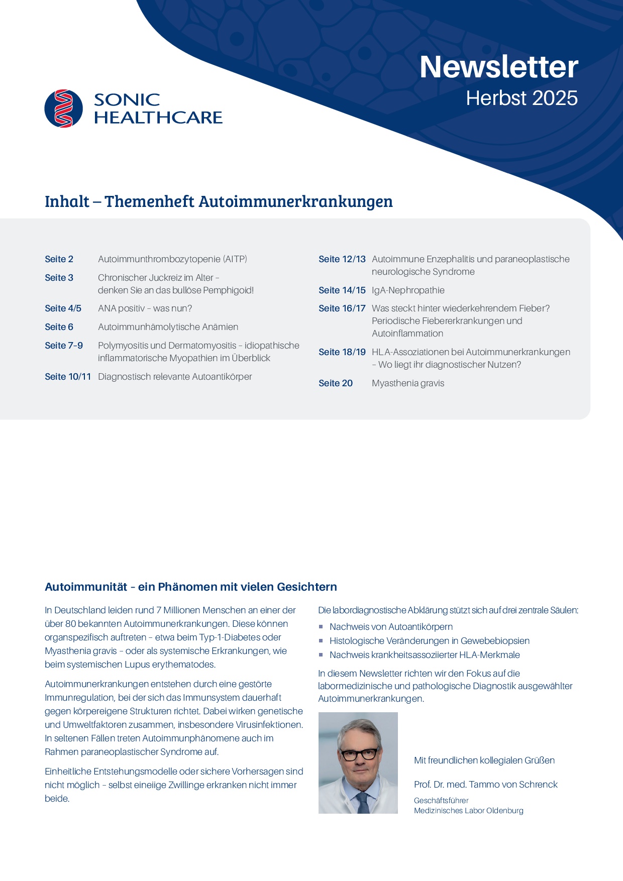 Sonic Newsletter Themenheft Autoimmunerkrankungen